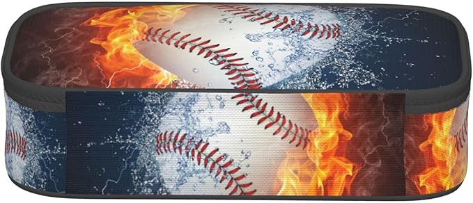 HKHEHOP Baseball Ball Pencil Case Big Capacity Storage Pencil Pouch Stationery Bags With Zipper Portable Pen Holder Box Organizer For Boys Girls Teens Student College School Office Supplies