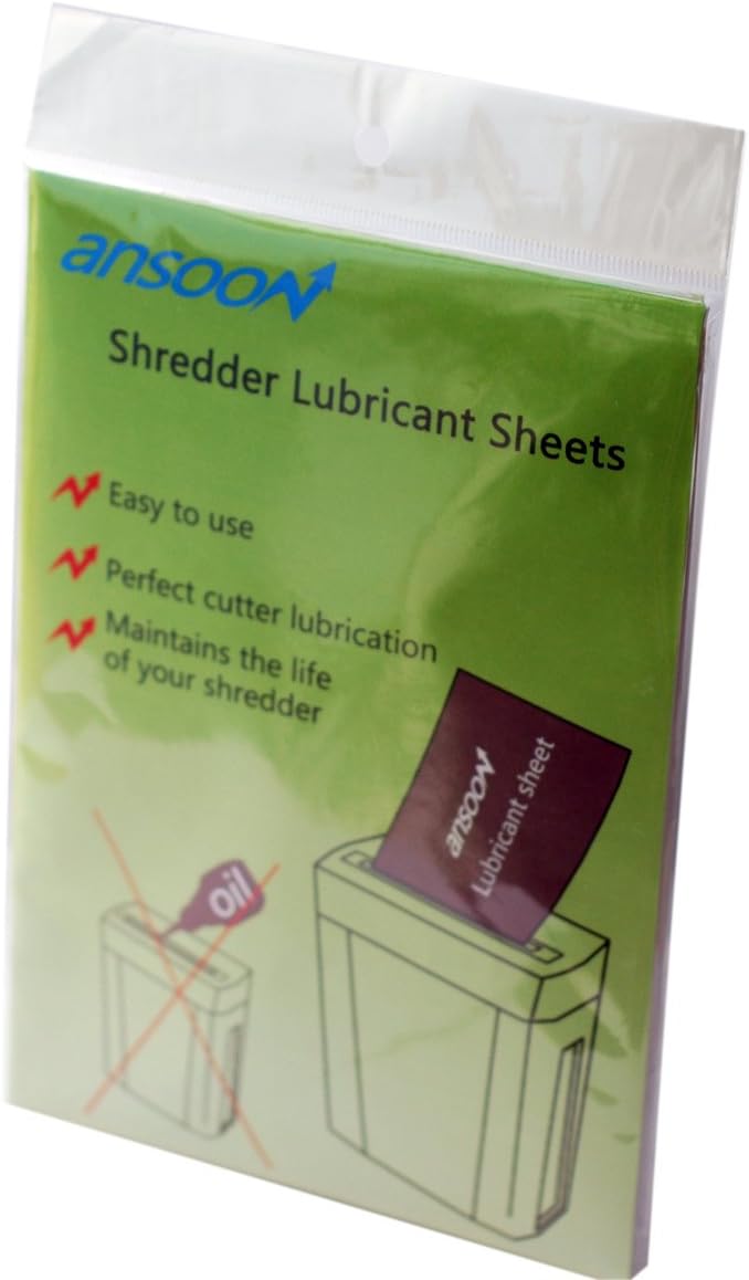 Ansoon Paper Shredder Lubricant Lubricating Sheets, Paper Shredder Oil Sharpening & Cleaning Sheet for Cross-Cut and Micro-Cut Paper Shredders (18-Pack)