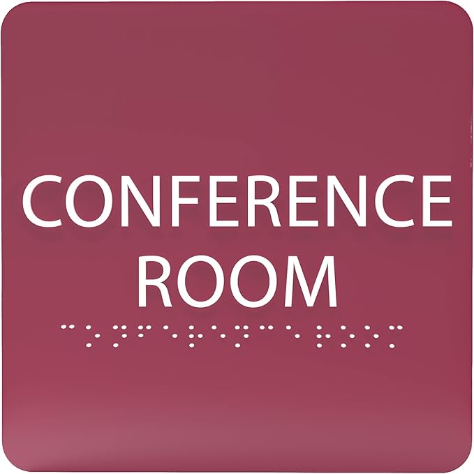 ADA CENTRAL SIGNS - 6" X6" Conference Room Sign- ADA Compliant Tactile Graphics Grade 2 Braille Text Acrylic Wall Signs - Authorized Personnel Only, Meeting Privacy Door Sign for Schools, and Offices