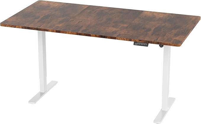 VIVO Electric 71 x 36 in Rustic Standing Desk, Memory Height Adjustment, 1B Series, Holds 220 lbs, Vintage Brown Top White Frame, DESK-KIT-1W7N-36