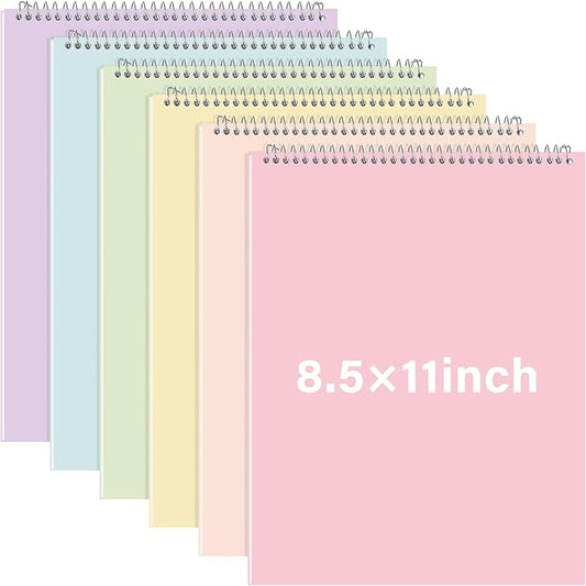 Maitys 6 Pcs Legal Pad Steno Spiral Notebook 8.5" x 11" Top Bound Spiral Pads Hard Cover College Ruled Notepad 70 Sheet Pad for School Office University Home(Macaron Color,Luxurious Style)