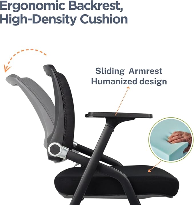 20 Pack Foldable Office Chairs with Wheels, Mesh Back, Arms and Portable - Folding Office Chairs Stackable for Conference Room Chair, Office Guest & Reception & Meeting Chair - (Black) 300 lbs.