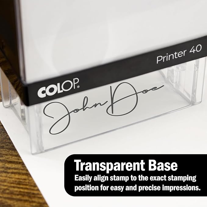 Rubber Stamp Creation COLOP Extra Small Size Self Inking Custom Signature Stamp - 15 Ink Colors, Rectangular, Multi-Colored, Up to 13 Characters per Line