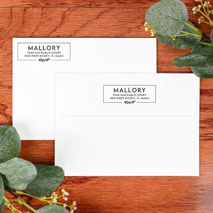 Custom Floral Address Stamp | Choose from 12 Designs | Multiple Ink Color Options | Envelope Return Address Stamp for Couple or Family (Design 1, Extra Large)