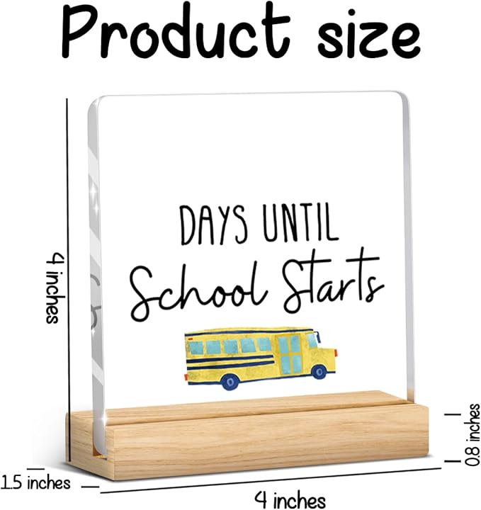 Funny Back to School Countdown Acrylic Sign, Funny Days Until Schools Starts Countdown Decor for Classroom, Best Back to School Gifts for Teacher Students A 09