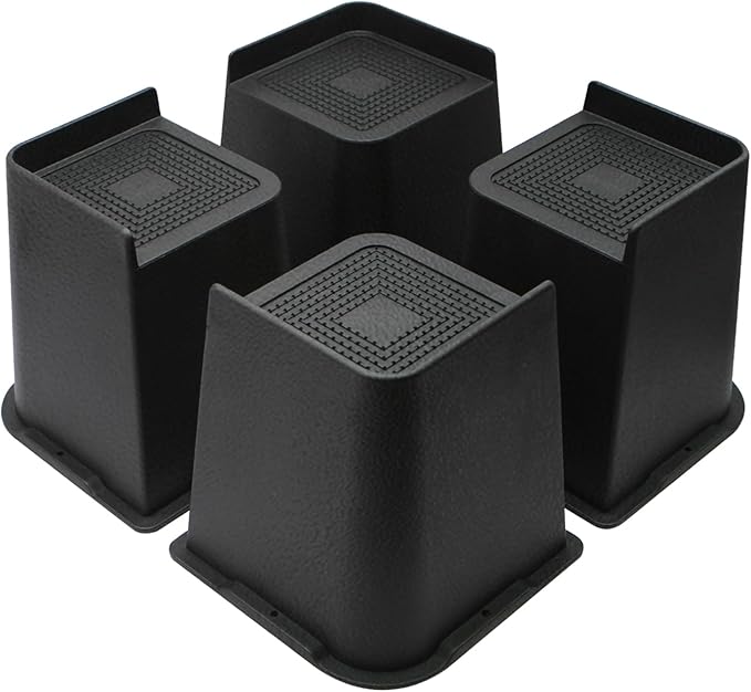 MXMZHXU Bed Risers 2 inch, 3 inch, 4 inch, 6 inch or 8 inch Heavy Duty Furniture Risers, Up to 6000 Lbs L Shaped Design Bed Lifts Blocks for Couch Desk Sofa Table (Black, 6 Inch 4 Pack)