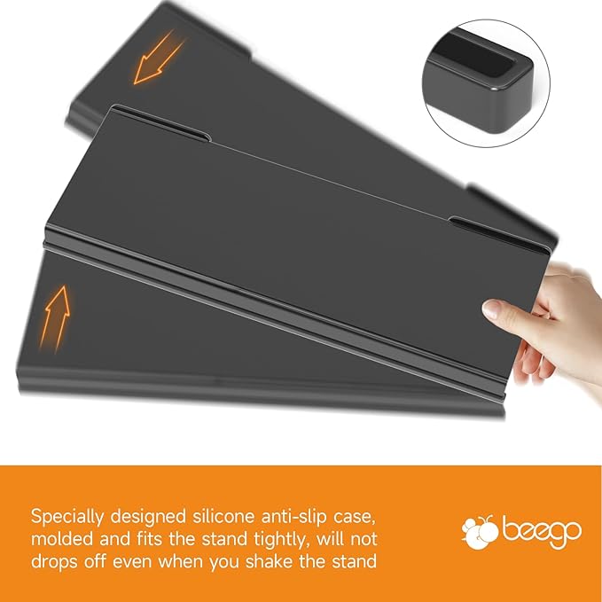 Beego Ergonomic Computer Keyboard Stand - Black Acrylic Keyboard Riser Tilted Keyboard Holder Keyboard Tray with Black Non-Slip Strip for Easy Typing at Home School Office Desk Accessories