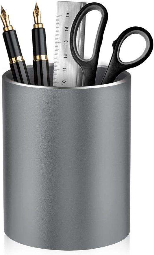 Dopaka Pen Holder for Desk, Pencil cup Pen Organizer for Desk Metal Pencil Holder Pen Cup and Storage Box for Office, School, Home, and Kids Non-slip silicone bottom 3.93 * 3.14inch (Grey)