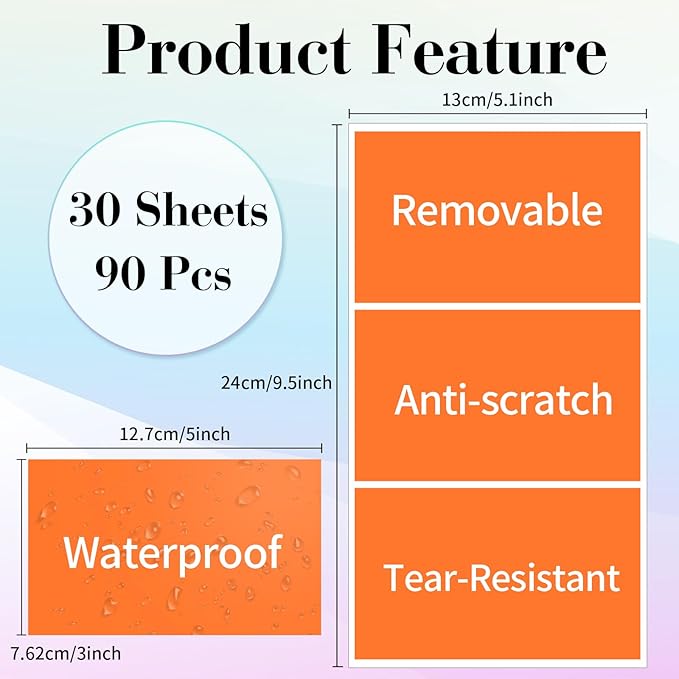 STARLIBOO Removable Colored Labels Stickers, 3X5 Inch Removable Large Label Stickers for Moving Boxes and Storage Bins- Waterproof- Tear Resistant (Orange)