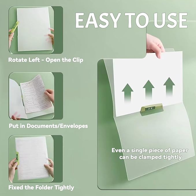 INDKOPVA Plastic Report Covers with Swing Clip, 20Pcs File Folders Letter A4 Sheet Size, Clear Front Report Covers for Documents Presentation Resume Office School Home Organizer Binder (Color, 20PCS）