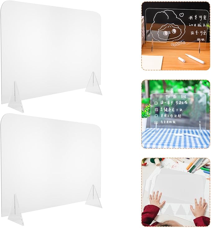 ELAYARD 5pcs Acrylic Desktop Whiteboards Clear Writing Message Boards Simple Transparent Memo Boards for Office Home School Use