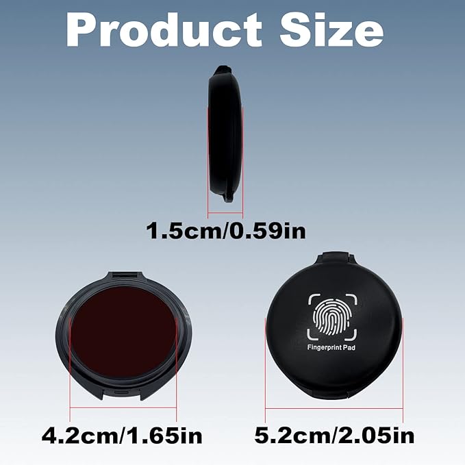 Fingerprint Ink Pad,Red Thumbprint Ink Pad for Notary Supplies Portable Fingerprint Ink for Identification Security ID Fingerprint Cards Law Enforcement Fingerprint Stamp Ink Pad