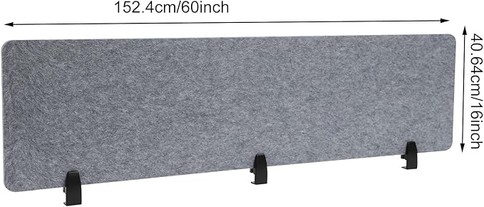 ReFocus Raw Clamp-On Acoustic Desk Divider Mounted Privacy Panel Set – Reduce Noise & Visual Distractions for Office, Study (Castle Gray, 2× Panels (60"×16"))