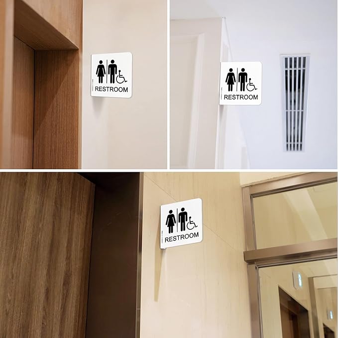 Faittoo Restroom Sign, Bathroom Signs, 2 Pack 6 x 6 Inches Acrylic Sign, for Office or Business Bathroom and Toilet Door or Wall Decor, Indoor Outdoor Use (Men and women with Handicap)