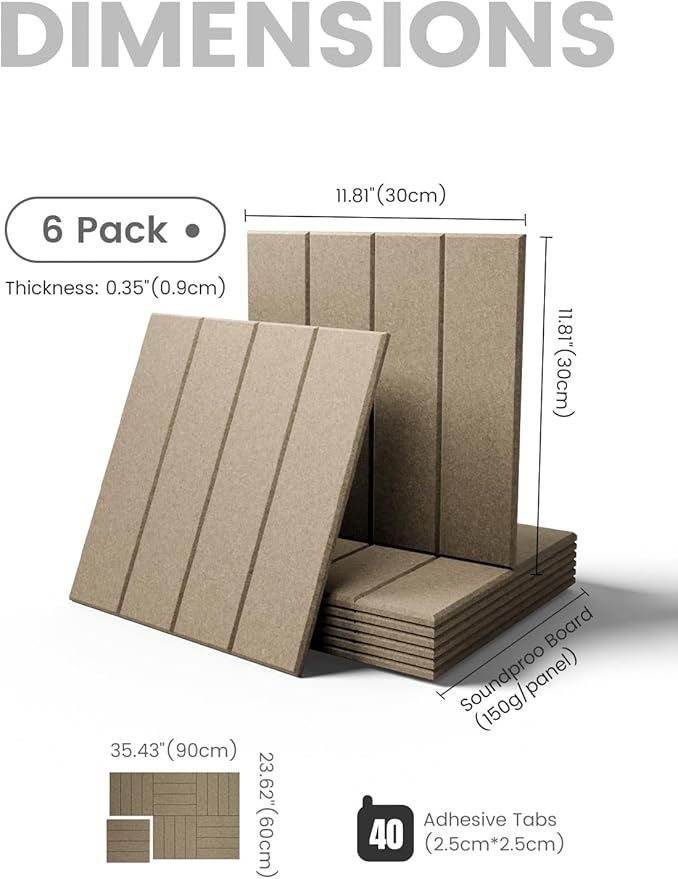 Large Felt Bulletin Board 36"x24" Cork Board Alternative - 6 Pack with 40 Safe Removable Adhesive Tabs, Cork Boards for Walls for Home Office Classroom Pin Board-Earth Brown