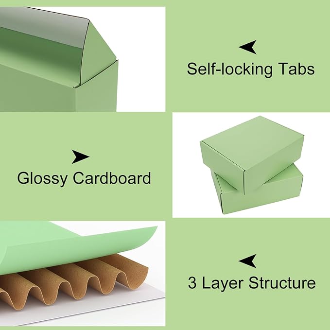 PHAREGE 12x9x4 inch Gift Shipping Boxes Bulk 6 Pack Green, Tab Lock Tuck Top Mailing Boxes for Packaging Small Business, Medium Cardboard Mailer Boxes for Wrapping Present