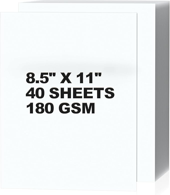 8.5 x 11 Inch White Cardstock 40 Sheets, Premium Thick White Card Stock Paper for Invitations, DIY Crafts, Scrapbooking, Laser & Inkjet Printer Cardstock Paper Ideal for Home, School, Office