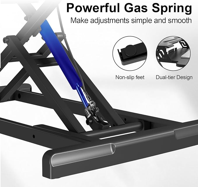 JYLH JOYSEEKER Standing Desk Converter 32 inch, Height Adjustable Sit Stand Desk Riser, Quick Sit to Stand Tabletop Dual Monitor Riser Workstation for Home Office with Keyboard Tray, Black