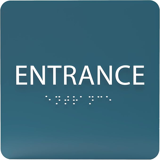 ADA CENTRAL SIGNS - 6" X6" Entrance Sign - ADA Compliant Tactile Graphics Grade 2 Braille Text Acrylic Wall Sign - Entry, Way in, Access Signs for Office, Hotel, Schools, Apartment, and Restaurants