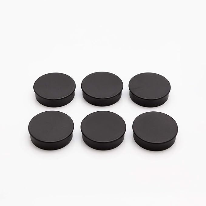 Bullseye Office 24 Round Black Fridge Magnets, Button Shaped, Small Colorful Magnetic Discs for Kitchen, Cabinet or Classroom, Perfect Whiteboard Supplies for Teachers (Black)