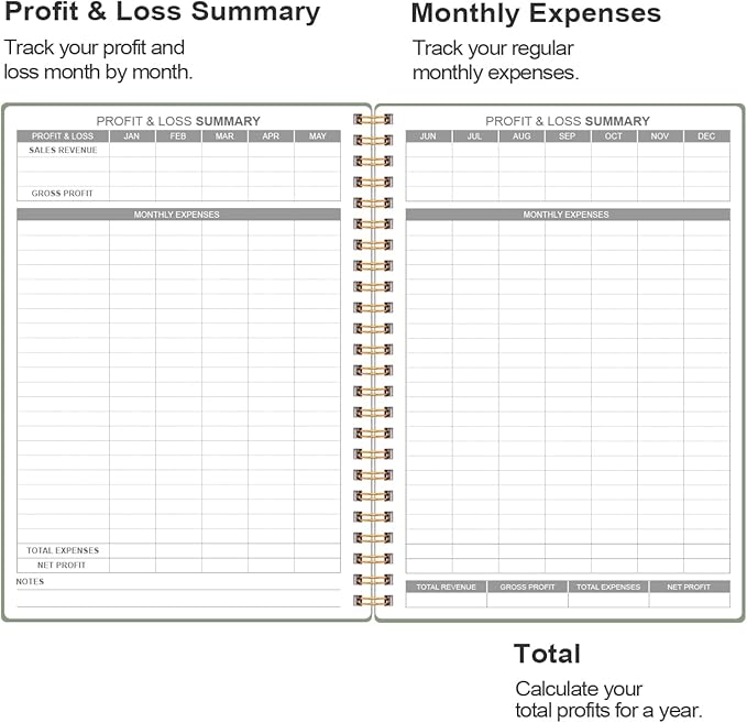 Income & Expense Log Book - A5 Income and Expense Ledger Book for Small Business, Accounting Bookkeeping Tracking Ledger LogBook for Woman and Man, 5.5" x 8.5", Green