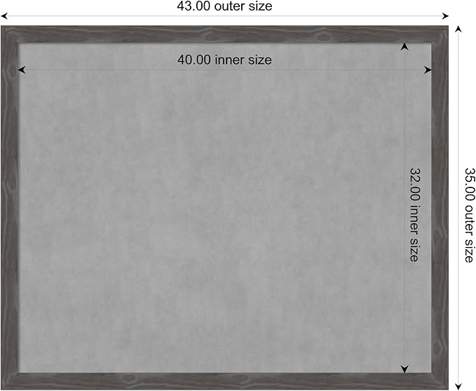 Amanti Art Grey Framed Magnetic Board 35x43 X-Large Vision Board for use with Magnets, 100% Metal Sheet to Display Items as Office Decor or for Home Organization in mudroom, Kitchen or Kids Room