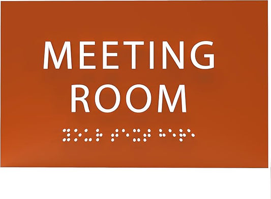 ADA CENTRAL SIGNS - 6" X4" Meeting Room Sign - ADA Compliant Tactile Graphics Grade 2 Braille Text Acrylic Wall Sign | Privacy, Interview, Room Name Sign for Schools, Hospitals, Offices, & Apartments