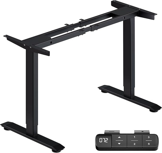 Dual Motor Electric Standing Desk Frame with Memory Controller, Computer Memory Desk Adjustable Table Legs Up to 47.2" for Home and Office, Black