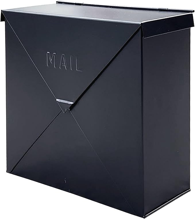 NACH Mailboxes for Outside Wall Mount, 10 x 10 x 4 inch Black Mailbox, Waterproof Mailboxes for Outside - Chicago Style Mail Box