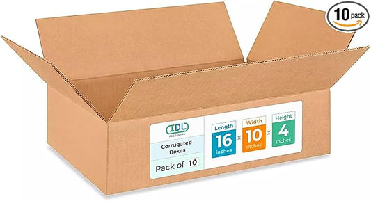 Medium Moving & Shipping Boxes 16x10x4 inches (10-Pack) - Extra Strength 200 lb vs Regular - Corrugated Packaging Boxes for USPS/UPS/FEDEX - Shipping Box - Heavy Duty Box by IDL Packaging