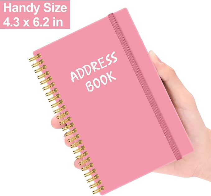 Address Book with Alphabetical Tabs - Telephone & Address Book with Address Contacts, Special Date, Phone, Birthday & Internet Login Password for Home and Office, 4.3" x 6.2", Pink