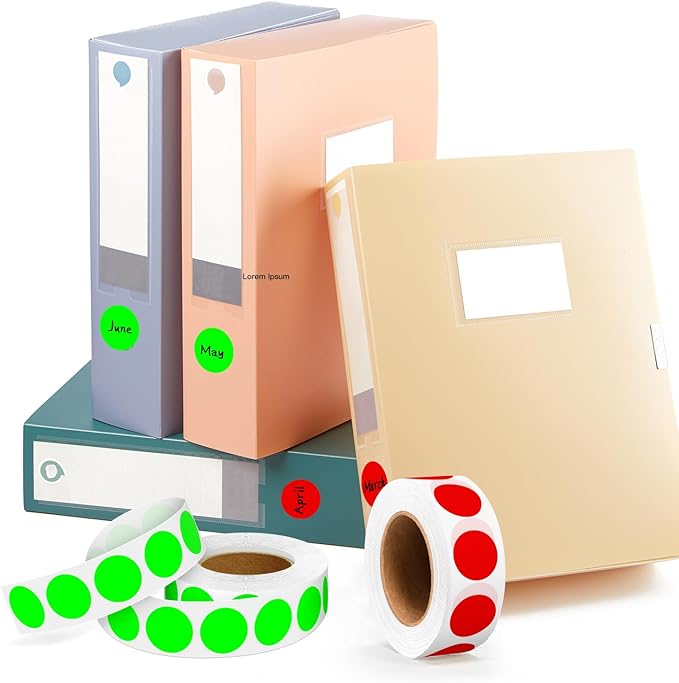 PARLAIM 2 Rolls 2000PCS 3/4" Round Circle Color-Code Dot Stickers,2 Color Style Colorful Coding Label Sticker for Home Office Classroom(Fluorescent Green+Red)