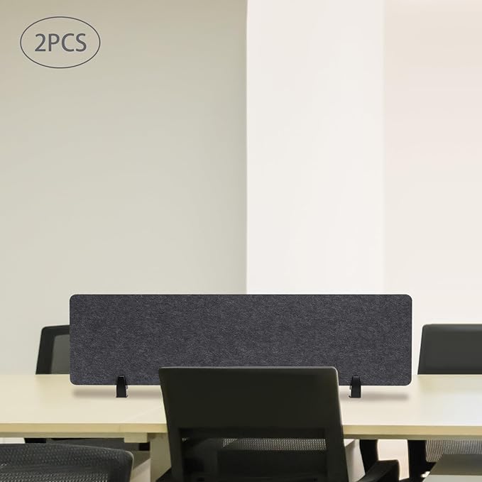 Clamp-On Acoustic Desk Divider, 2Pcs 60x16in Acoustic Partition, Desktop Privacy Panel, Sound Absorbing Workstation Panel (Anthracite Gray, 60" x 16")