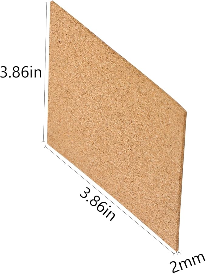 MIDELONG Self-Adhesive Cork Sheets 4"x 4" for DIY Coasters, Board Squares Backing Tiles Mat With Strong Adhesive-Backed, Mini Wall Board, Pack of 10