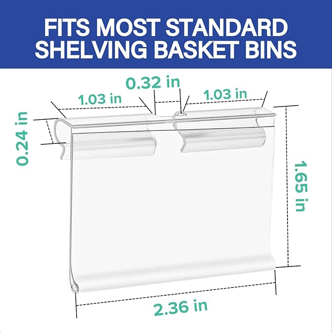 50 Pack Reusable Plastic Wire Shelf Label Holder, for Pantry Retail Merchandise Shopping Mall Store Shop Supermarket UPC Price Card Sign and Ticket Display Holder, Clip-On Design. 6cm X 4cm By NuBliss