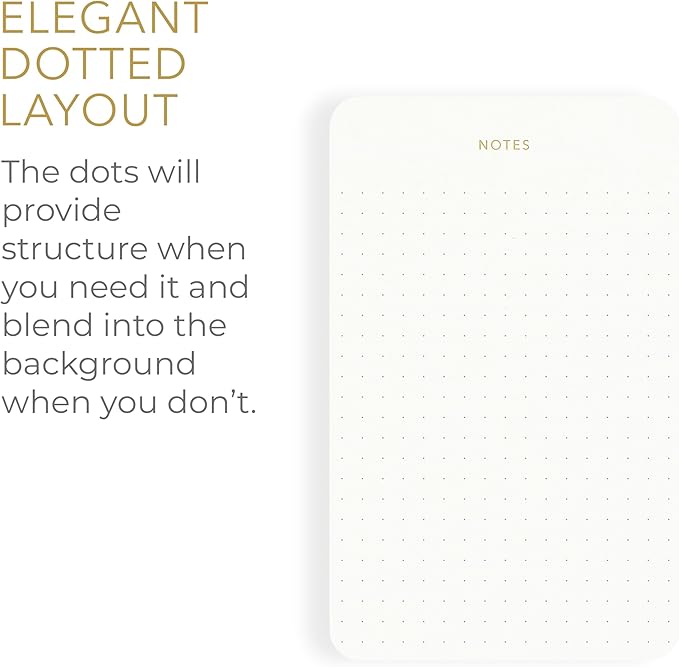 Pinesman - Elegant Desk Notepads for Professionals, Executive's Memo Pads, Minimalist, Gold Foiled, Dotted Layout, 3 Pack, 225 Sheets Total (75 Each), 6.3" x 3.9”, 80 GSM, Eco-friendly, FSC™ Certified Small Notepad