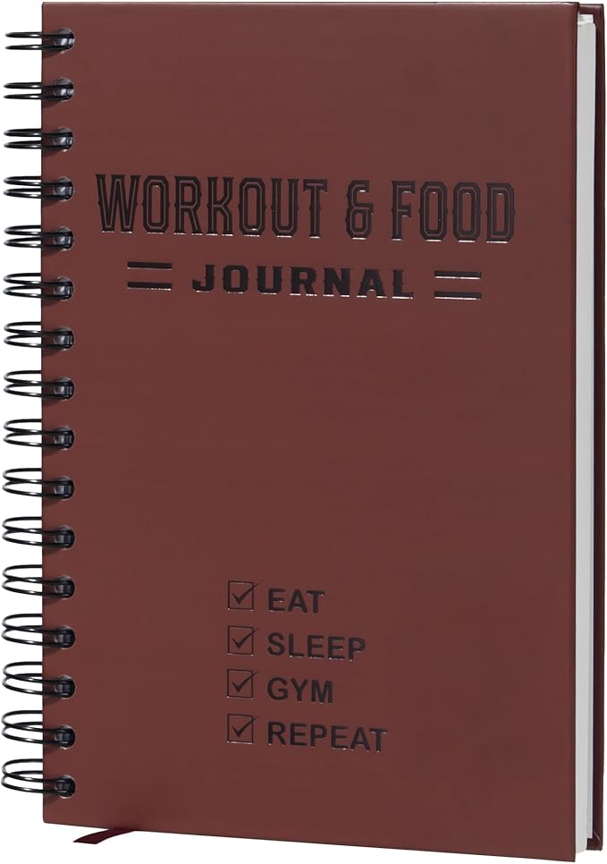 Nextnoid Hardcover Fitness & Food Journal - Nutrition & Workout Planner for Men & Women - A5 Sturdy Workout Log Book to Track Diet, Gym & Home Workouts - Burgundy