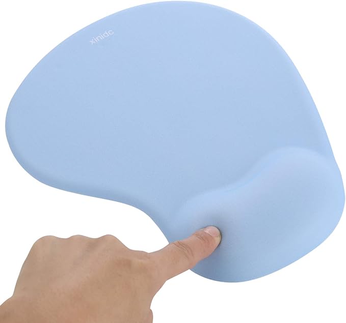 xinidc Ergonomic Computer Mouse Pad with Wrist Rest Support, Pain Relief Mouse Pad with Non-Slip PU Base for Home Office Working Studying (Blue)