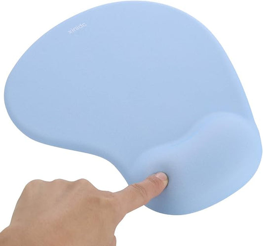 xinidc Ergonomic Computer Mouse Pad with Wrist Rest Support, Pain Relief Mouse Pad with Non-Slip PU Base for Home Office Working Studying (Blue)