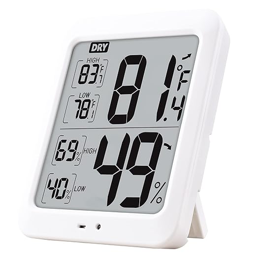 TXL Large Digital Hygrometer Indoor Thermometer with Humidity Gauge, Smart Room Temperature Humidity Sensor Monitor with Touch LCD Backlight for Home Office Warehouse Greenhouse Garden Wine Cellar