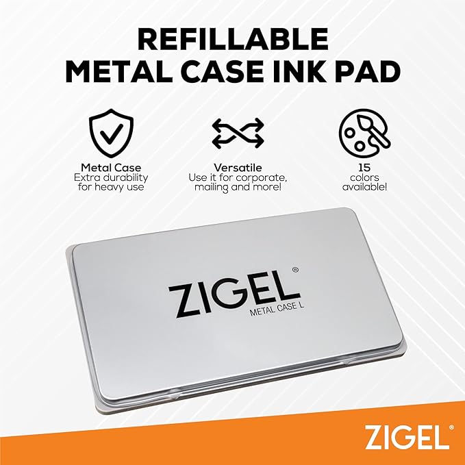 2 Pack Metal Case Stamp Pad Large Size, Green Color - Size: 3" x 6" - Choose from 15 Ink Colors