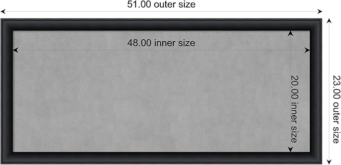 Amanti Art Black Framed Magnetic Board 23x51 Oversize Vision Board for use with Magnets, 100% Metal Sheet to Display Items as Office Decor or for Home Organization in mudroom, Kitchen or Kids Room
