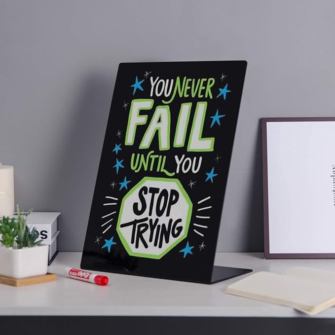 Liry Products Black Acrylic Tabletop Chalkboard Sign Liquid Chalk Markers Modern Desktop Display Board Freestanding Blackboard Wet Erase Menu Memo Wedding Party Events Buffet Restaurant Cafe Boutique