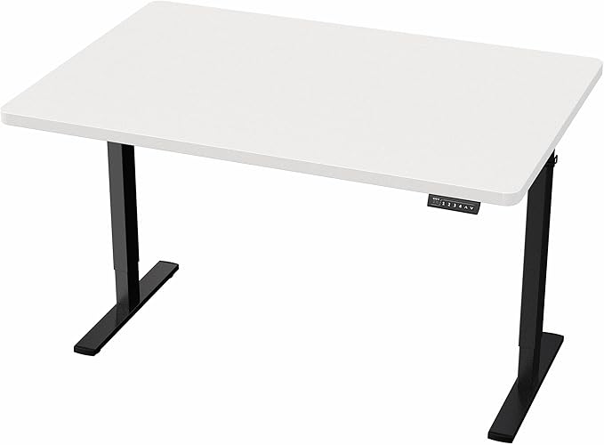 VIVO Electric 48 x 30 in Standing Desk, Memory Height Adjustment, 1B Series, Holds 220 lbs, One-Piece White Top, Black Frame, DESK-KIT-1B5W