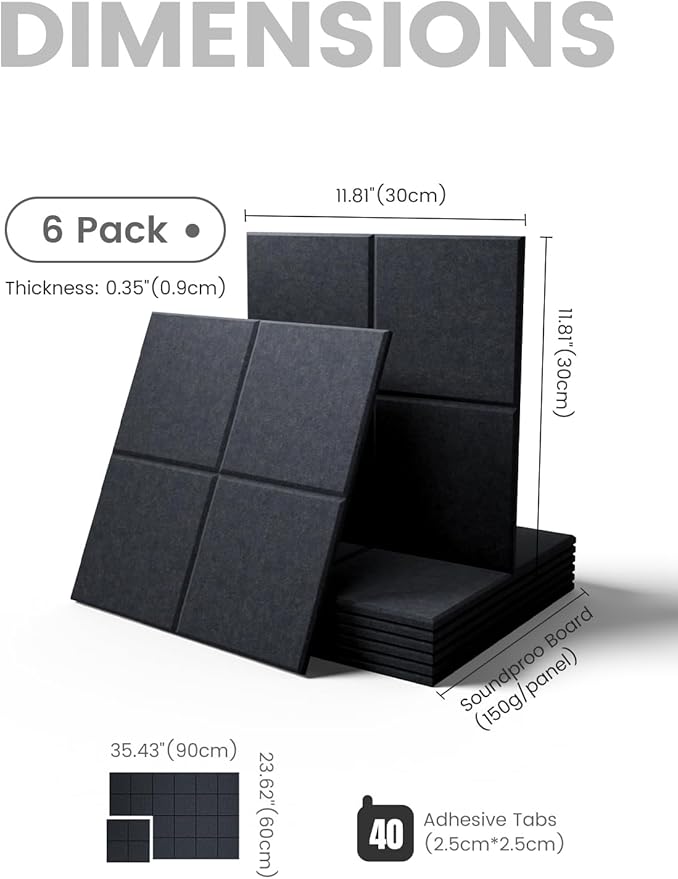 Fluxynara Large Felt Bulletin Board 36" x 24"Cork Board Alternative-6 Pack with 40 Safe Removable Adhesive Tabs, Cork Boards for Walls Cork Board for Home Office Classroom Pin Board-Deep Charcoal Blue