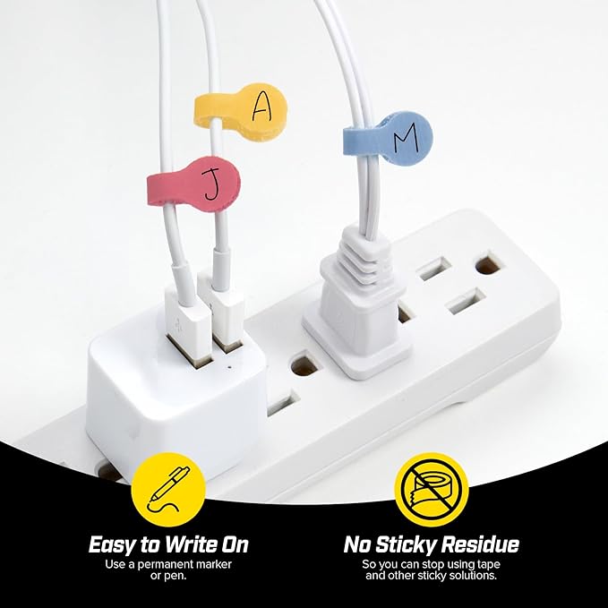 Wrap-It Storage Cable Labels - Mini, Macaron (60 Pack) - Colorful Charger & Wire Labeler for Cord Organization