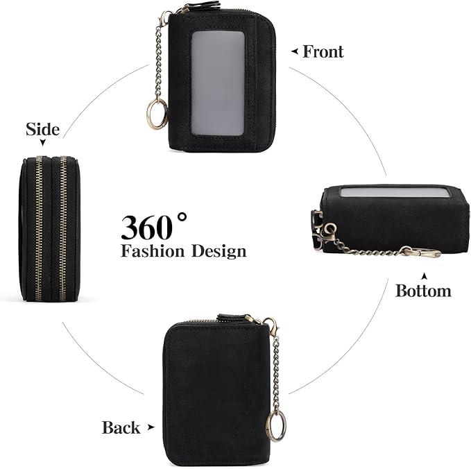 GOIACII Small Genuine Leather Wallet for Women, RFID Blocking Credit Card Holder Wallet