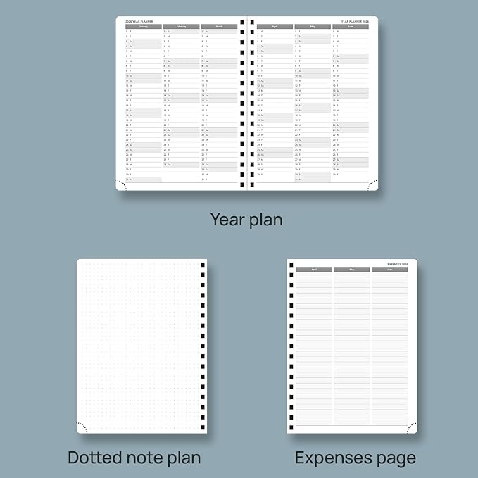 POPRUN 2026 Planner (Medium - 6.5'' x 8.5'') with Hourly Schedule, Vertical Layout - 2026 Weekly Calendar (Jan. 2026 - Dec.2026) for Time Management, Monthly Tabs, Spiral Bound, Soft Cover - Night Sky Blue