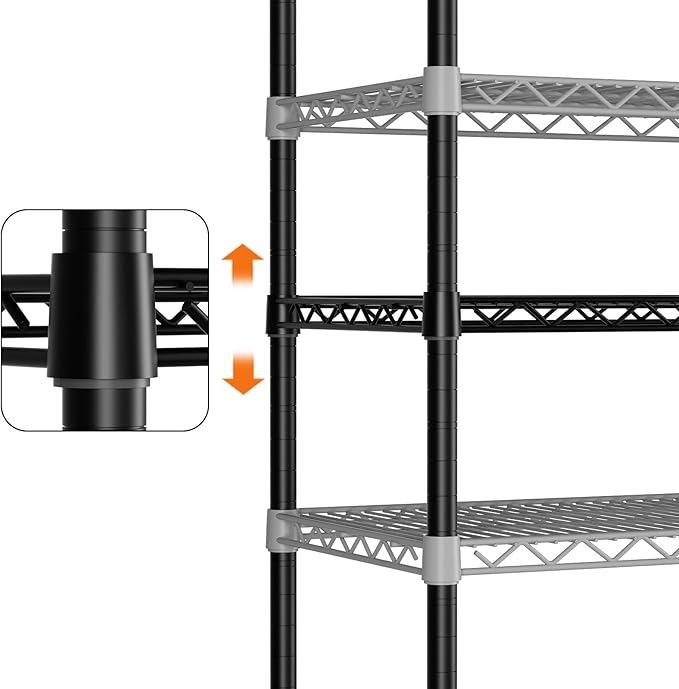 SINGAYE 4 Shelves Wire Storage Shelf 1400LBS Heavy Duty Storage Shelving Unit Metal Organizer Wire Rack Shelving 18" Dx36 Wx59 H Black