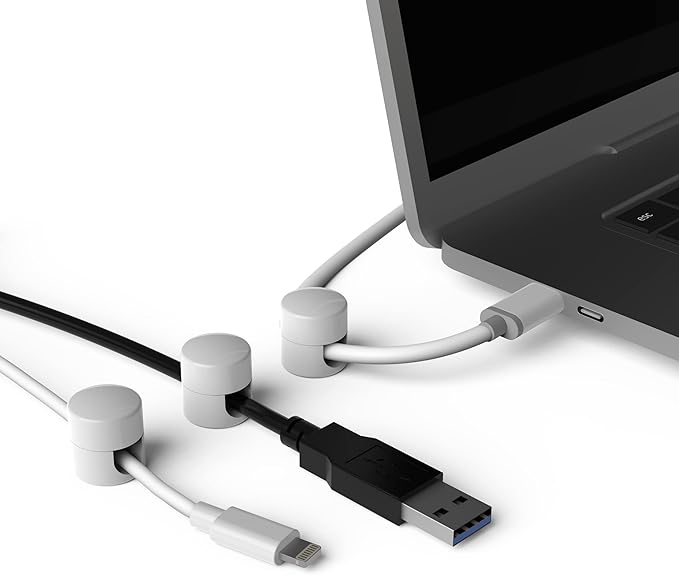 ICONIT Cable Anchors for Desk Organization White | Premium Aluminum Cord Organizers | Charger + Cable Management Clips for Home & Office | Stylish, Sturdy, & Functional | (3 Pack)